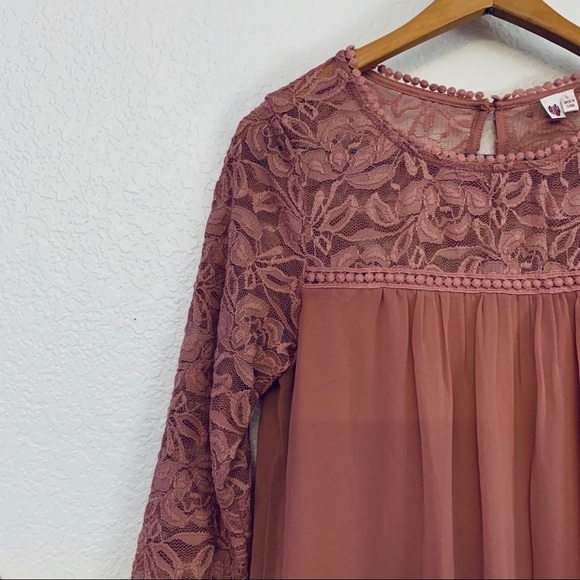 Dusty Rose Lace Dress - Picture 3 of 5